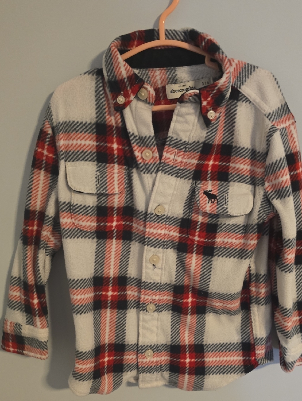Abercrombie & Fitch Red Black White Plaid Button-Up Shirt